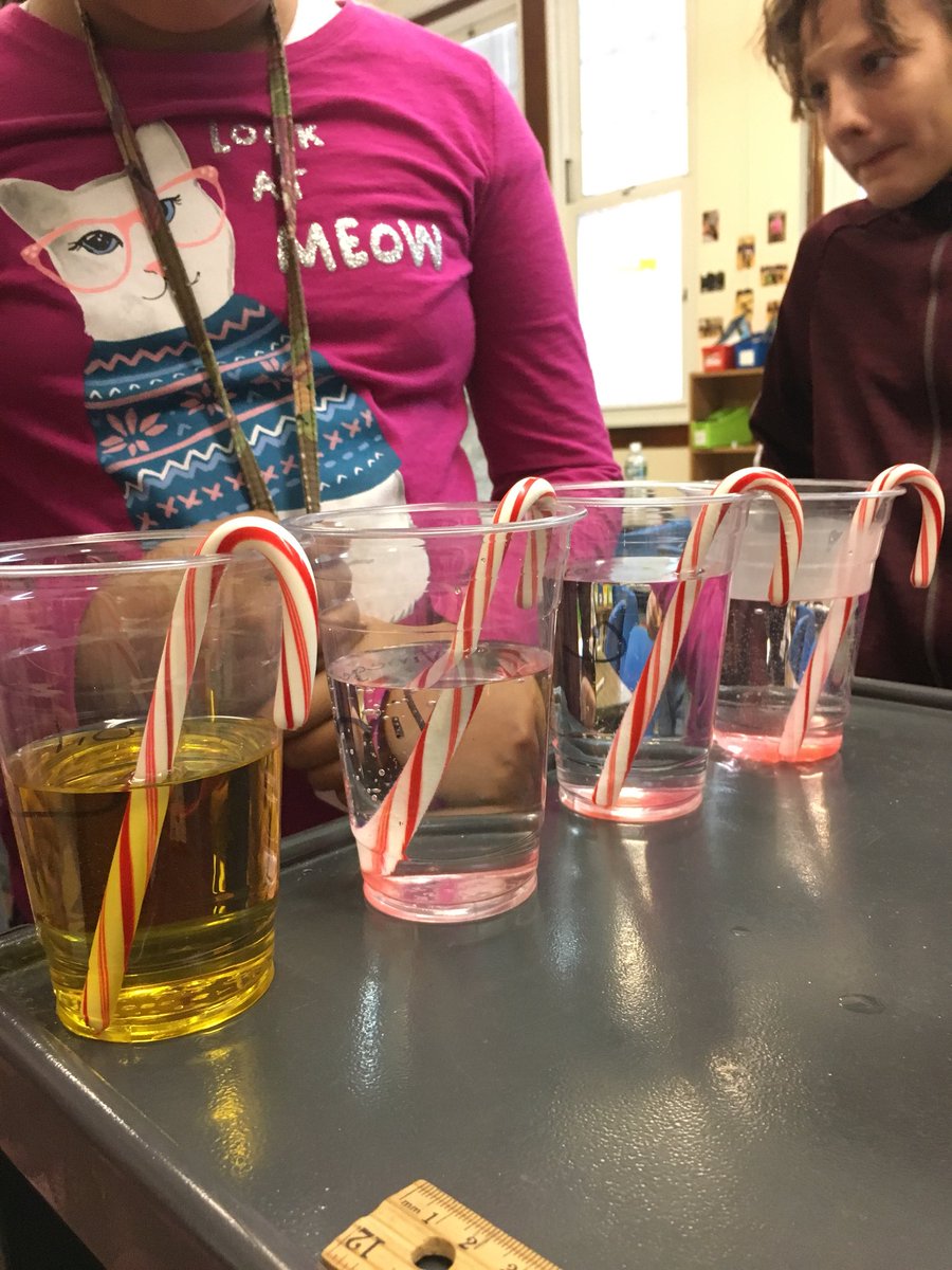 Mrs_Mooney7's tweet photo. Candy Cane experiments! We asked, which will dissolve a candy cane the fastest, warm water, cold water, vinegar, or oil? Do you know why? Ask a 4th grader! @FSDVikings #fantasticfourths #gofourthandconquer #science https://t.co/LTkEjU7yVO
