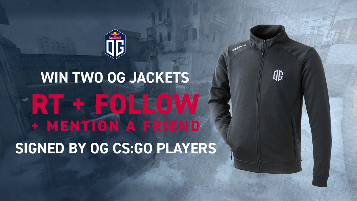 Try to win 2 jackets signed by our CSGO roster! #DreamOG To participate, it's simple: 1. FOLLOW @OGesportsCSGO 2. RT this tweet 3. Tag your mate who will receive the second jacket END 12.30.2019