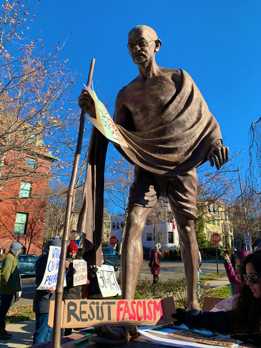Today dozens gathered in front of the Gandhi statue in Washington, DC to speak truth to Modi, Amit Shah &amp; Hindu nationalism.

Protests are happening across the world. Please join us in solidarity.