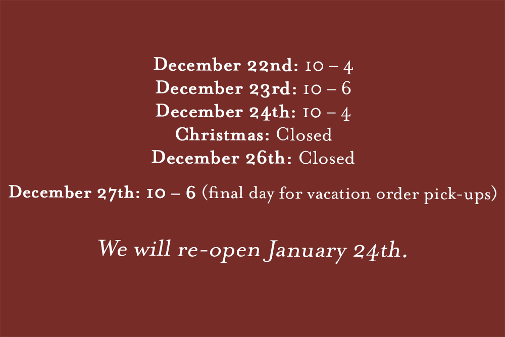 MaineMeat's tweet photo. Happy Holidays Twitter — we just wanted to update everyone on our holiday hours and annual Butcher Break dates. We're closed 12/28 - 1/23 (😢) but reopen 1/24  (😄) recharged for the new year. Hope to see you all before then! #kittery #portsmouthnh https://t.co/evXveBkHmR
