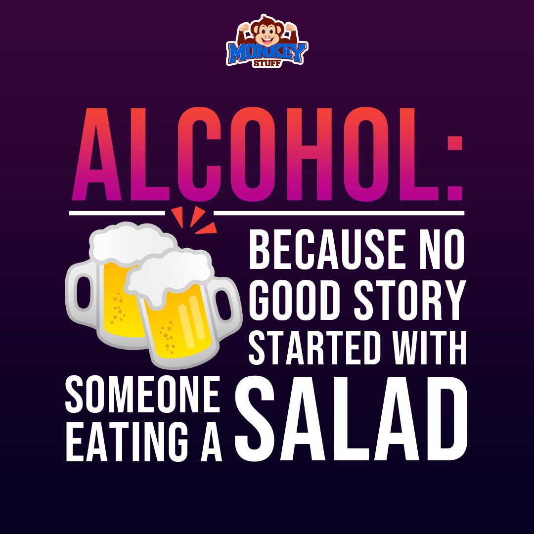 DrinkTheMonkey's tweet image. Salad is good for you, but is it really as fun as #alcohol...? Only when you don’t drink #MonkeyStuff to stay feeling great! 🐒 #ThirstyThursday
