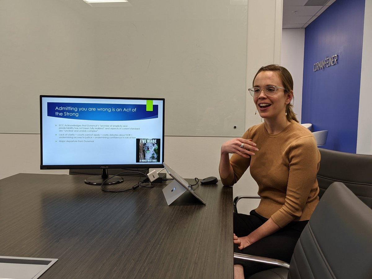CormanFeinerLLP's tweet photo. Our very own @Hil_A_B providing a briefing on the pivotal #Vavilov decision released by the @SCC_eng today. https://t.co/5GsbsLYNw6