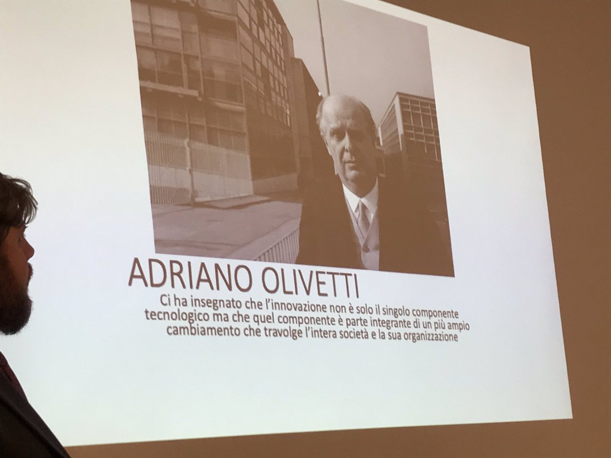giuliavaldi's tweet photo. Adriano Olivetti ci ha insegnato  che l’innovazione non è solo il singolo componente tecnologico ma che quel componente è parte integrante di un più ampio cambiamento che travolge l’intera società e la sua organizzazione.
@enzolefevre stamani con gli studenti dell’@IISMarconi_ https://t.co/3kLKMXz5Nn
