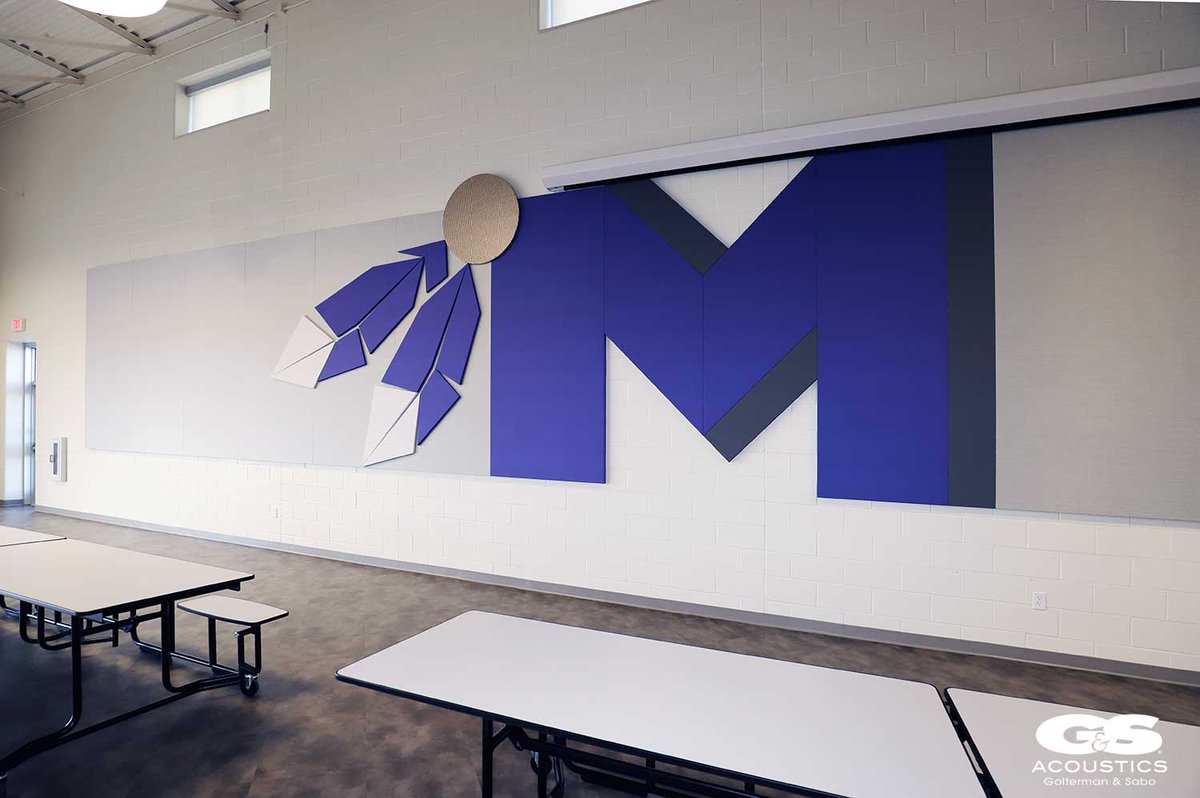 GSArchProducts's tweet photo. G&amp;S made custom cut acoustical panels of the school logo at Mascoutah Middle School. https://t.co/w71IXcE6oe
