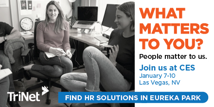 TriNet's tweet photo. If you’re heading to Las Vegas for CES, come see TriNet in Eureka Park at the Sands Expo from January 7-10. 

Learn more here: https://t.co/0mjJE2n3fO
.
.
.
#YourPeopleMatter #IncredibleStartsHere #IncredibleHR #TriNetTechnology #CES2020 https://t.co/sppmVEVJlA
