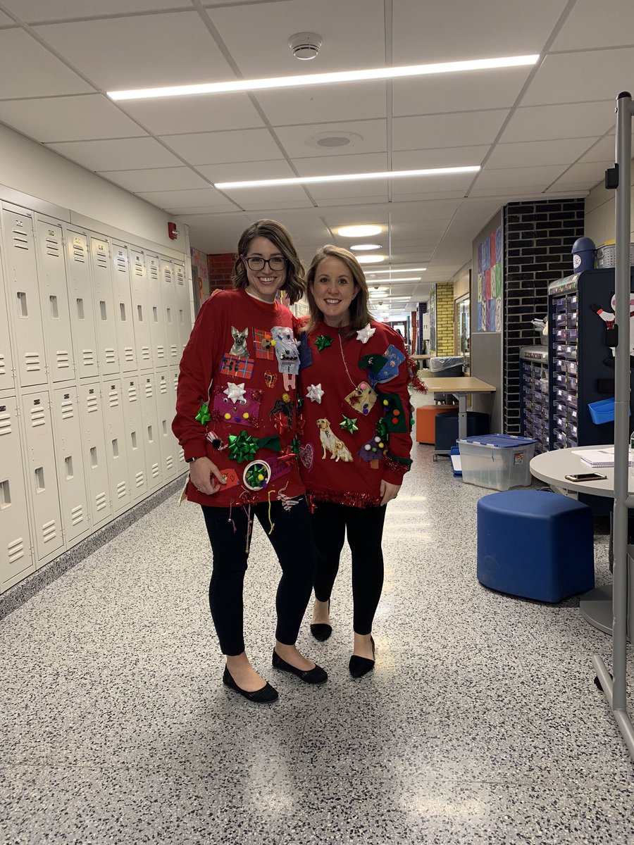 MrsAdiletta's tweet photo. Ms. Sheldon &amp; our students really outdid themselves on these sweaters! 🤦🏻‍♀️🤣💕 https://t.co/vcl0ZXG3zf