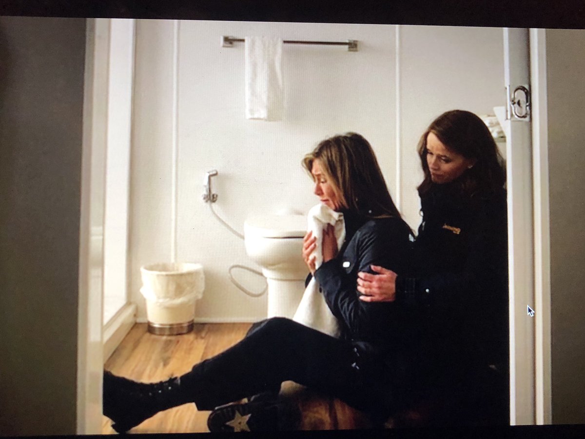 HaneyaHZuberi's tweet photo. Love that @TheMorningShow shows #JenniferAniston has a #MuslimShower in her bathroom ft. @ReeseW 😂 https://t.co/kcP9e7zk4P