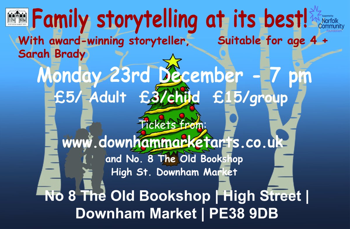 DownhamArtsUK's tweet photo. @DiscoverDownham Kick off Christmas in traditional style with our family-friendly storytelling event - and there will be mince pies too!
https://t.co/jGYc7dxPxQ https://t.co/LazNLRrfTP