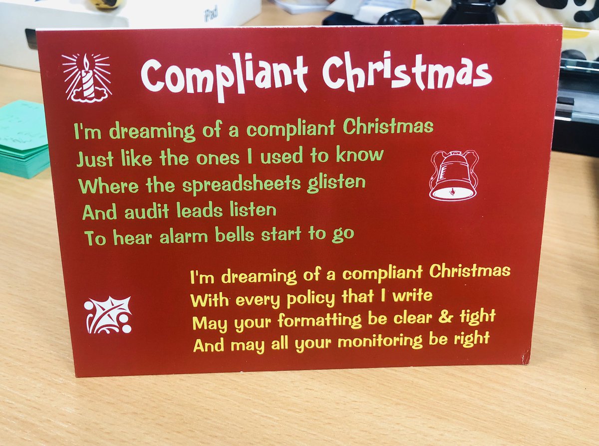 A very thoughtful and compliant Christmas card given to the team today by our manager #CompliantChristmas #ClinicalAudit