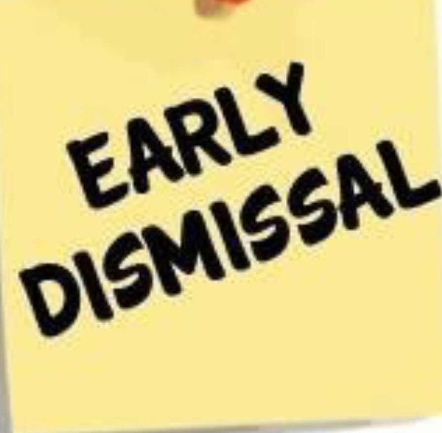 Early dismissal tomorrow, Friday, December 20.  Students will be dismissed at 12:10.