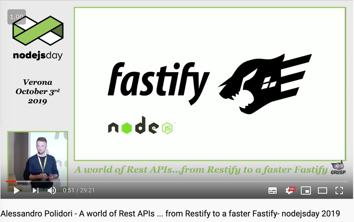 Enhance <a href="/nodejs/">Node.js</a> #RestApi performance using <a href="/fastifyjs/">Fastify</a> - talk at <a href="/nodejsconfit/">nodejsconfit</a> - Now <a href="/fastifyjs/">Fastify</a> is an incubation program at <a href="/openjsf/">OpenJS Foundation</a> ! <a href="/Nethesis_srl/">Nethesis-srl</a> <a href="/grusp/">GrUSP</a>