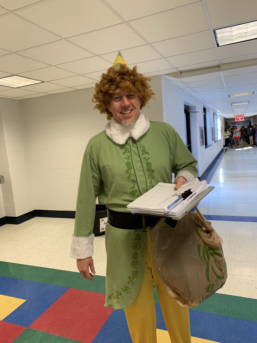 PVpardg's tweet photo. Elf sighting! It’s all for the kids, right Mr. Bushnell? #PBIS Salisbury Elementary https://t.co/IuCPs1LhuP