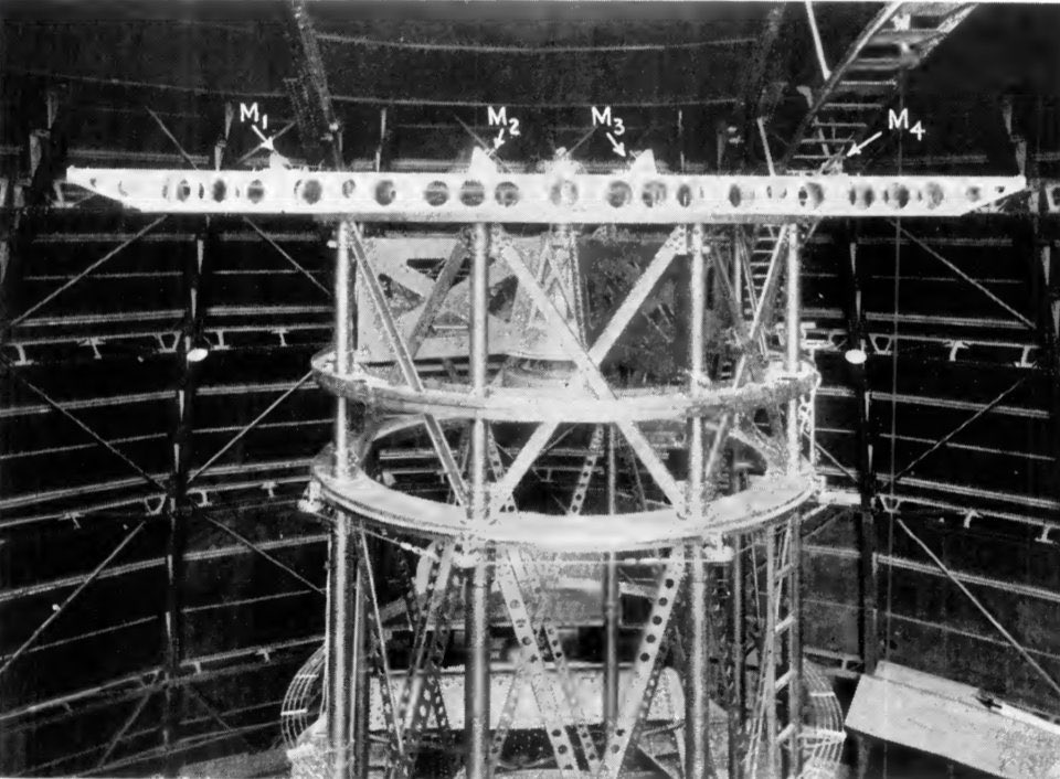 Michelson also designed a "stellar interferometer," which he and Francis Pease used in 1920 to measure the diameter of Betelgeuse. They quoted a result of about 240 million miles, "or slightly less than that of the orbit of Mars."Reference/pdf:  http://adsabs.harvard.edu/abs/1921ApJ....53..249