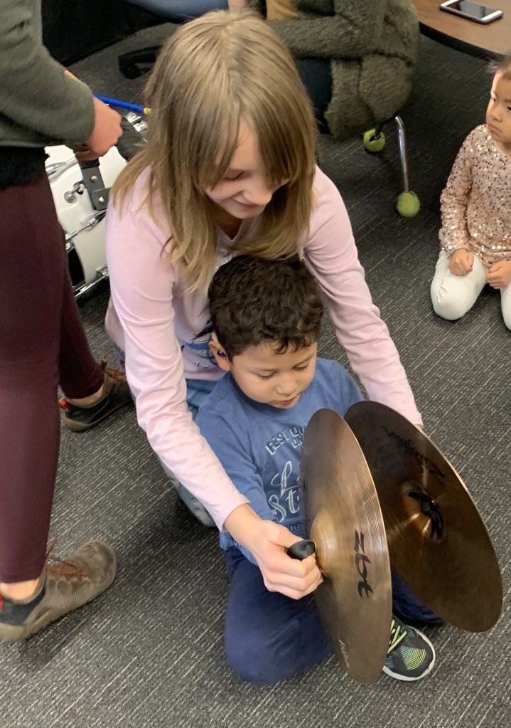 So much smiling, laughing, and noise! The North Drum Line performed a “demonstration of sound” this morning in @miss_trunk’s classroom!  THIS is what teaching and music are all about! <a href="/D45North/">North School</a>