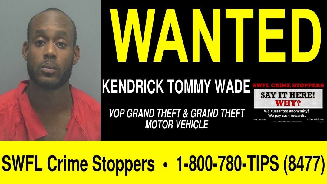 SWFLCrime8477's tweet photo. Thieving Thursday

Kendrick Tommy Wade, DOB 12/05/1992, is wanted for violation of probation grand theft and grand theft of a motor vehicle in Lee County.

If you know where he is call in your tip to SWFL Crime Stoppers at 1-800-780-TIPS (8477) or visit https://t.co/zp4fGKE678 https://t.co/nqeXJRSqHE