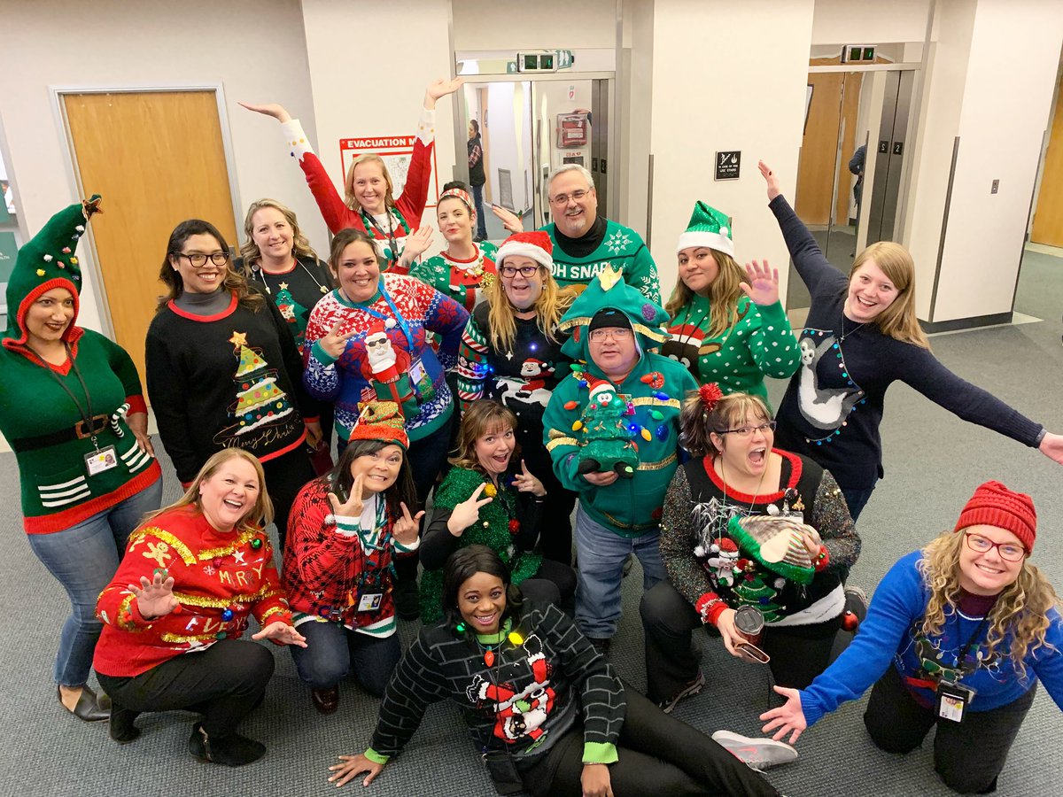 KCPublicHealth's tweet photo. Thank you to our wonderful employees who participated in this years Ugly Christmas Sweater Contest! #WorksiteWellness #KernPH https://t.co/j6oZcBRw6m