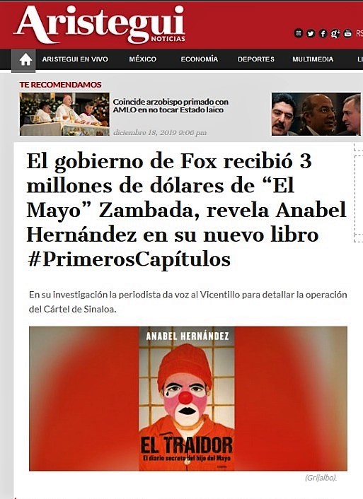 #narcogobiernosdelpan

El gobierno de @VicenteFoxQue recibió 3 millones de dólares de “El Mayo” Zambada, revela Anabel Hernández en su nuevo libro #PrimerosCapítulos

aristeguinoticias.com/0212/lomasdest…