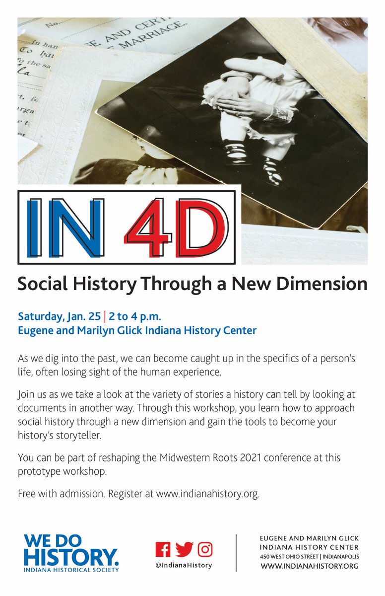 1BranchAtATime's tweet photo. So excited for the launch of this concept! Join me @IndianaHistory Jan 25th 2-4pm to learn all about #IN4D #Genealogy #Familyhistory #socialhistory https://t.co/MzZguPQsrC