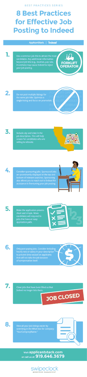 applicantstack's tweet photo. Posting an effective job post to Indeed can be a daunting task. 

Follow these 8 best practices to get the best candidates for your business.

Click this link to learn more https://t.co/tdPKic1CPg

#hrtech #HR #Hiring #Job #Recruit #Business #Recruiting #Leadership #Management https://t.co/nknlXcFuMy