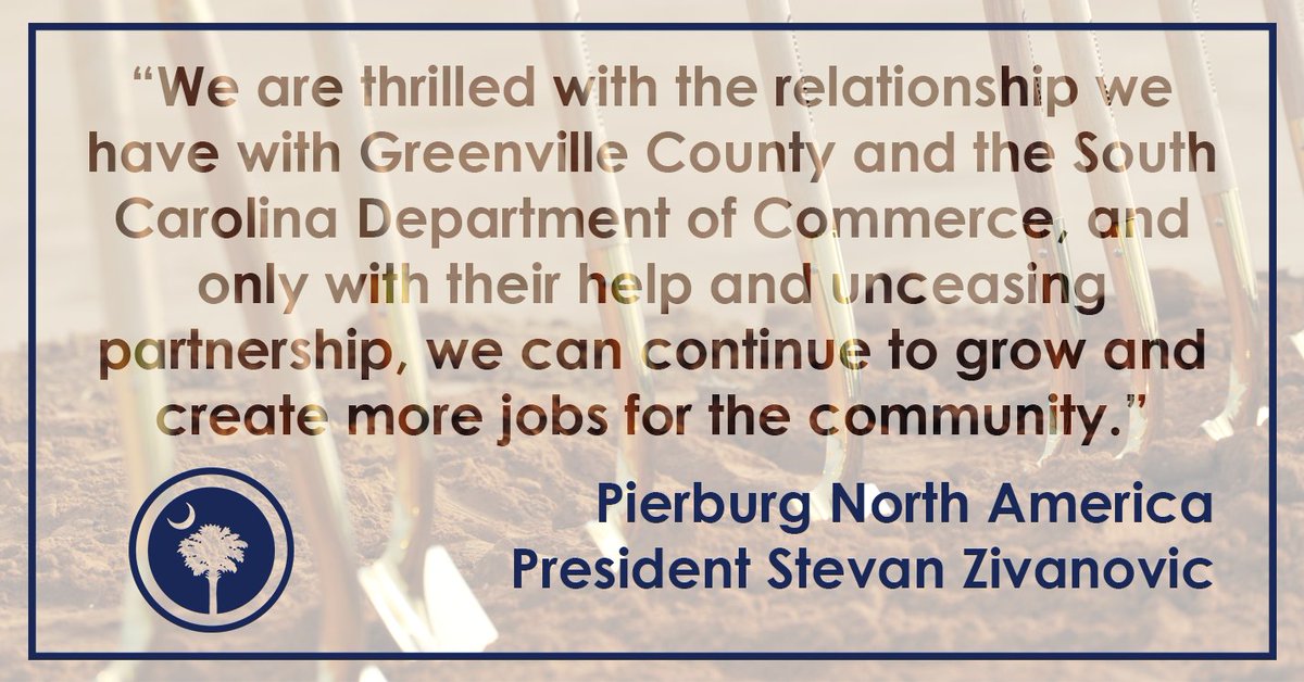 SCcommerce's tweet photo. Congratulations to Pierburg US, LLC for expanding operations in @GVLCounty! https://t.co/bzMLSN9KRr #TeamSC #JustRightSC @GoGADC https://t.co/td3x3fCF1p