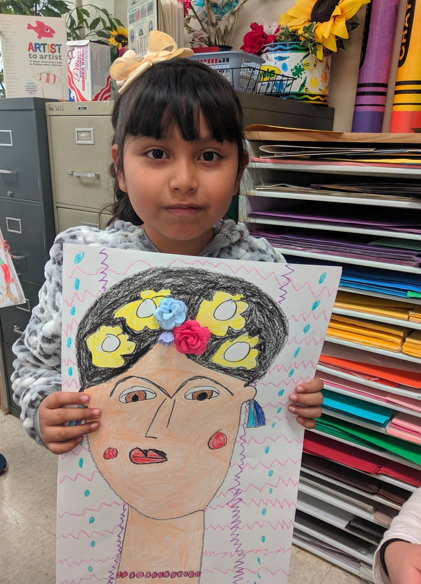 DebbieDpurple's tweet photo. @BriarcliffES @Briarcliff_PTA @ncartmuseum Awesome &amp; amazing Frida Kahlo portraits by our awesome 2nd graders @briarcliff2nd @WCPSSTeam 🌟 https://t.co/0nyLX63LEW