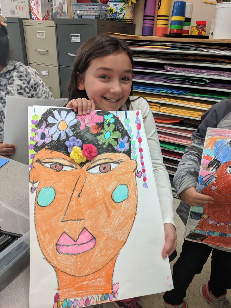 DebbieDpurple's tweet photo. @BriarcliffES @Briarcliff_PTA @ncartmuseum Awesome &amp; amazing Frida Kahlo portraits by our awesome 2nd graders @briarcliff2nd @WCPSSTeam 🌟 https://t.co/0nyLX63LEW