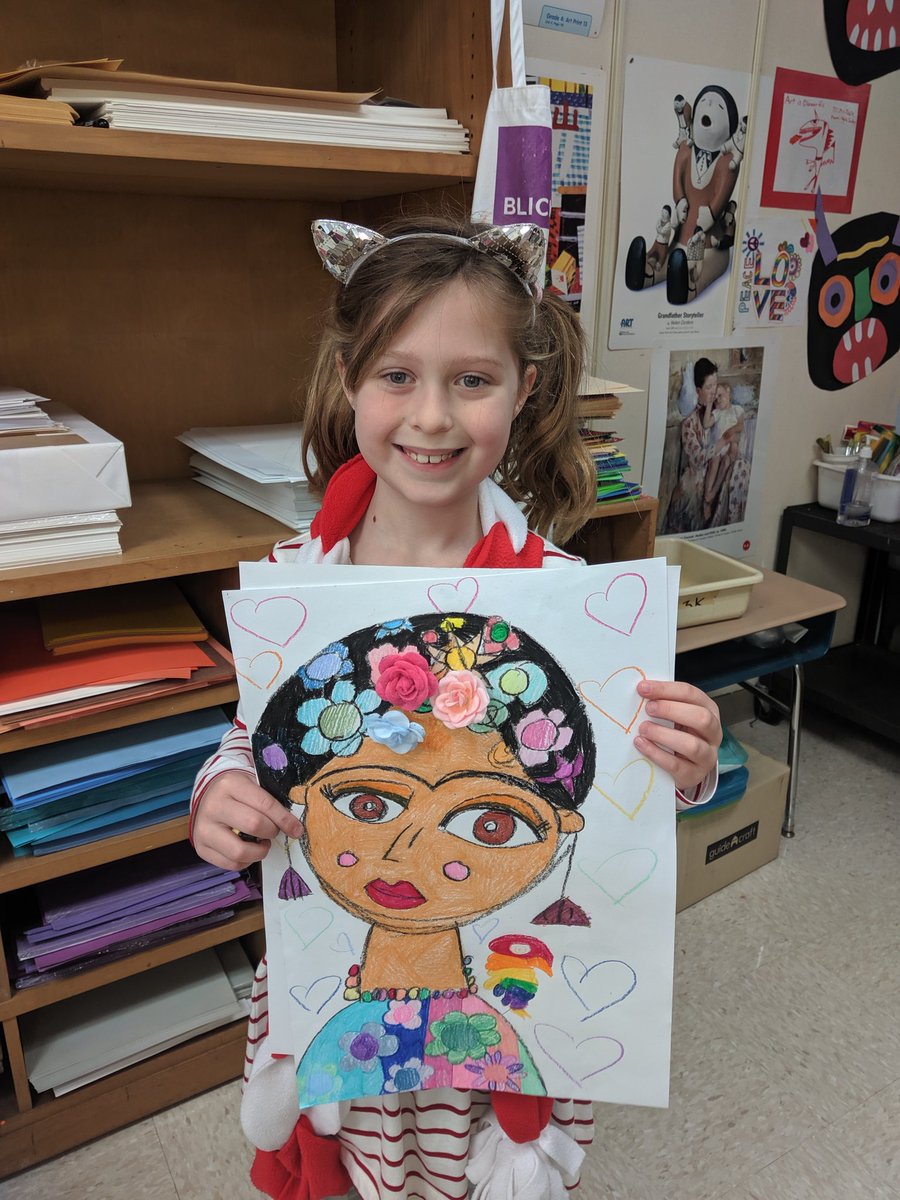 DebbieDpurple's tweet photo. @BriarcliffES @Briarcliff_PTA @ncartmuseum Awesome &amp; amazing Frida Kahlo portraits by our awesome 2nd graders @briarcliff2nd @WCPSSTeam 🌟 https://t.co/0nyLX63LEW