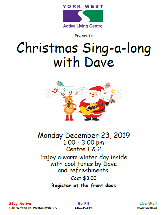 Don't forget, Monday sing-a-long with Dave...