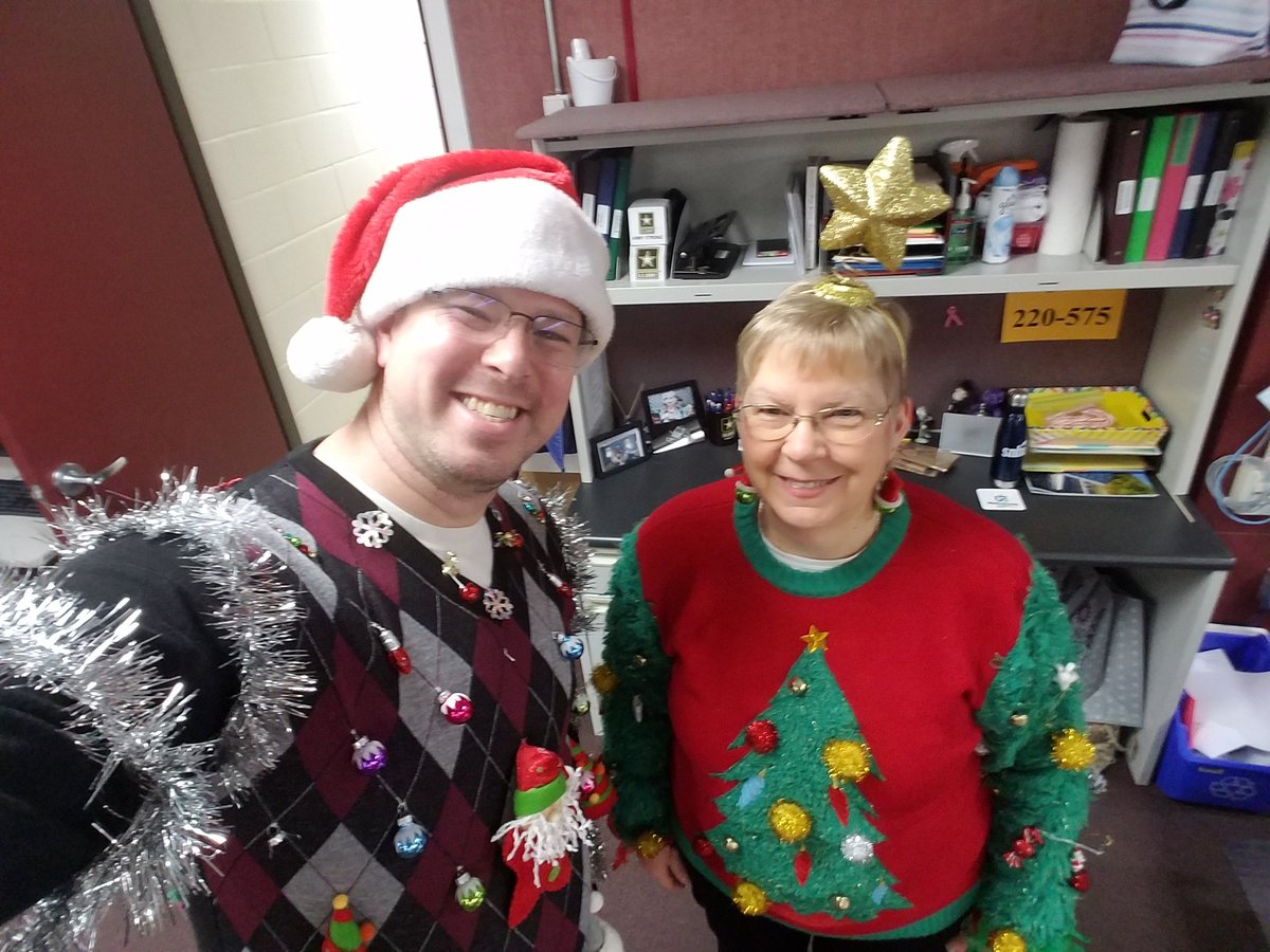 How the Acheson family does ugly sweater at Chelmsford High... <a href="/chs_principalma/">chs_principal</a> <a href="/ChelmsfordHS/">Chelmsford HS</a>