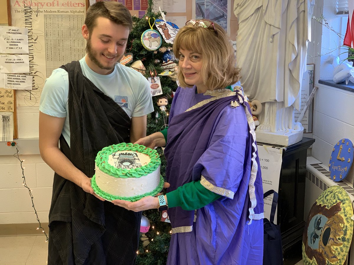BCHSmagistra's tweet photo. Io Saturnalia! #BCHSLatin students are celebrating this ancient midwinter festival in honor of the god Saturn the way the Romans did. #Saturnalia #LatinRocks @BCHSprincipal @MrBroderickBCHS https://t.co/L3nGWx6J8Q