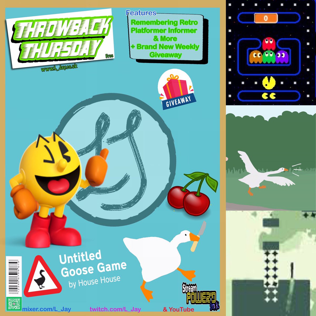 LJay_TV's tweet photo. Tonight on #ThursThrowback to 1980 with #Pacman where the legend began, then #UntitledGooseGame plus a new weekly #giveaway to tell you about. Join me late @8 gmt for retro gaming, music & chat your attendance would be most welcome 🙏🏻 I stream on #mixer #twitch & #YouTube 📺🕹 https://t.co/3XK2Fii9Ec