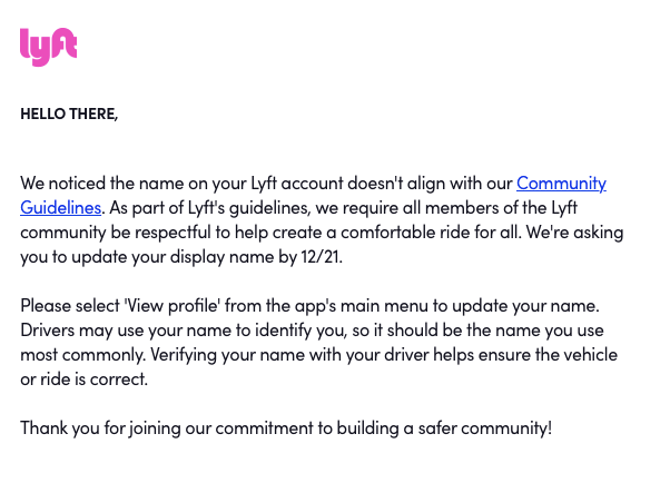 uqbar_'s tweet photo. So @AskLyft - my name is offensive to you? Curious about how "Hrishi" violated your community guideline so I can ask my Dad what he was thinking when he named me.
Moving on to @Uber #lyftfail #donewithlyft https://t.co/FkYeaSyj29