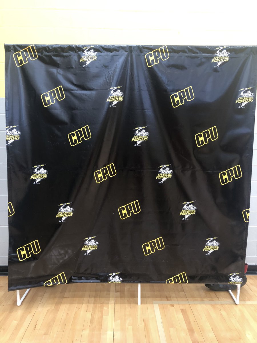 CoachHalac's tweet photo. Thank you CPU Sports Booster Club and Matt Post for our new and 1st media backdrop! Leisure Fitness students are having a great time breaking it in! Looking forward to watching our kids use it for signing days and media interviews @CPUathletics @CPUSchools @rlibolt https://t.co/hKAx2hx4l6