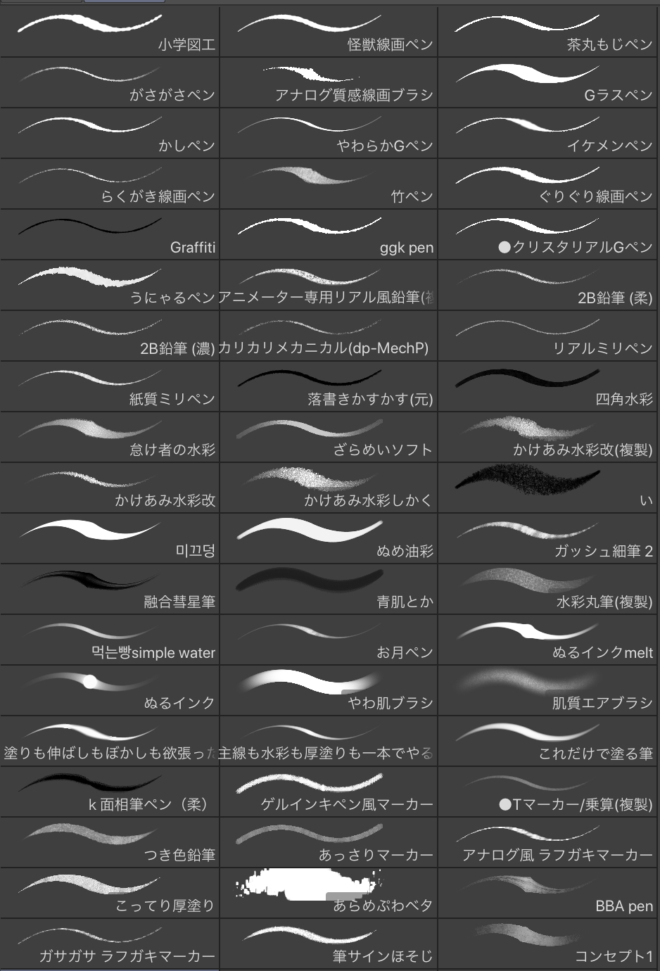 ゾウモツ Twitterissa クリスタお気に入りブラシ最近こんな感じ おすすめペン T Co 3obwk6q2dw Twitter