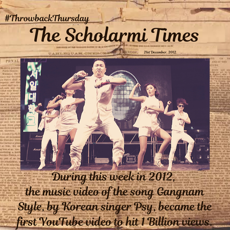 scholarmi's tweet photo. #throwbackthursday #tbt #ScholarmiTimes #Scholarmi #history #facts #trivia #thursday #jeudi #jueves #FelizJueves  
#hollywood #budweiser #gangnamstyle #motorsport #WorldRecord #PSY #YouTube #viralvideo #music
#usa #SouthKorea https://t.co/00XwwPubKg