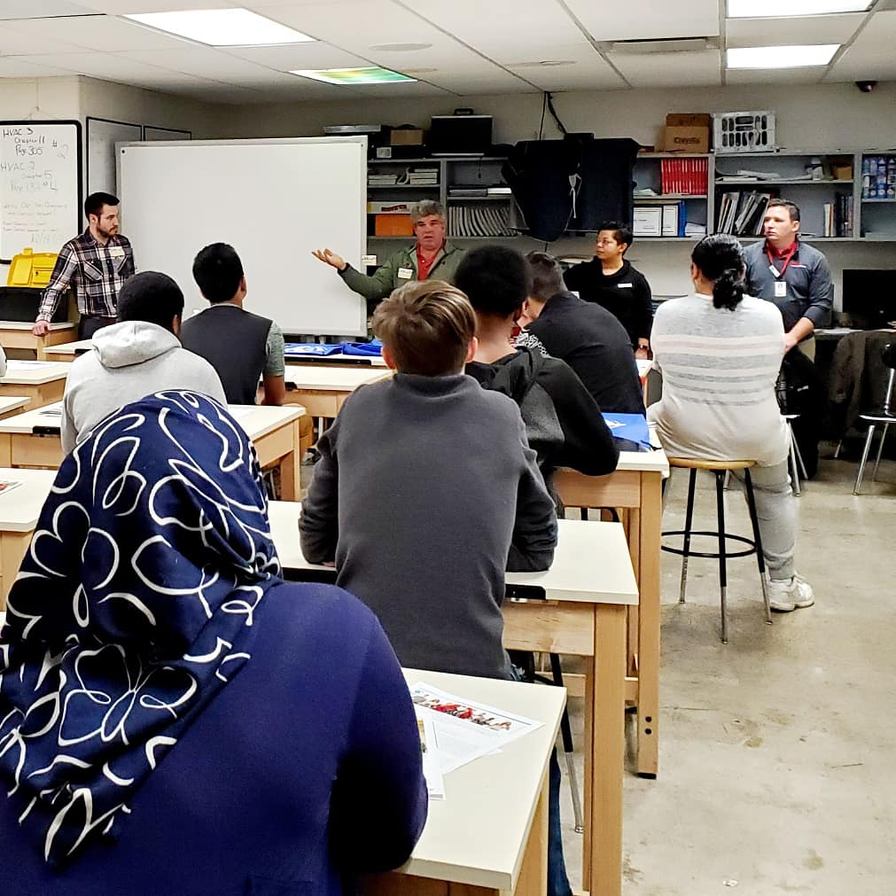 Ptech_Buffalo's tweet photo. Thank you to @BeYourOwnHeroUS for bringing in their Building Trades Speaker Series to talk careers with the Carpentry, Plumbing, and HVAC juniors at McKinley High School! Thanks to @ConstructionExc, William C. Rott &amp; Sons, Gypsum Systems, Isaac Heating, and Kimil Construction!+ https://t.co/1jDnqwdQAp