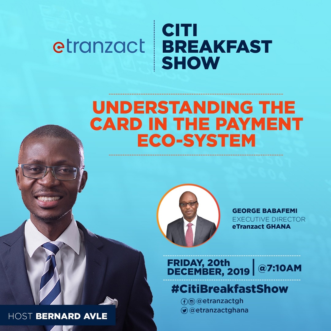 etranzactghana's tweet photo. Tune in to @citi973fm to listen to the Executive Director of @etranzactgh, George Babafemi and @benkoku at 7:10am.

#etranzactgh #citibreakfastshow #ghlinkcard #epayment https://t.co/RpPPLR5wDz