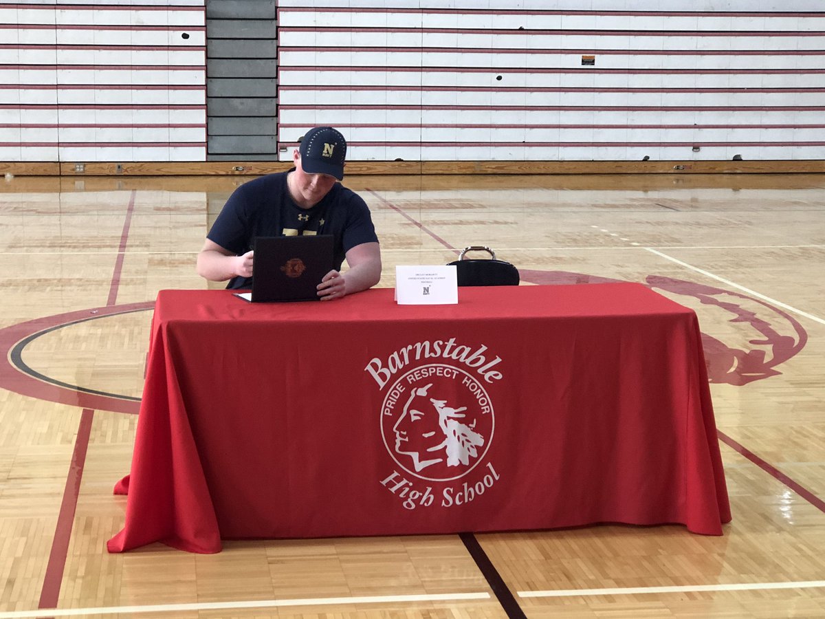 CoachJatkola's tweet photo. Congratulations to @DecMori on signing his national letter of intent to @NavyFB . Huge accomplishment for Declan and a huge day for the whole Barnstable Football program! #stablemade https://t.co/G9jiyNtdni