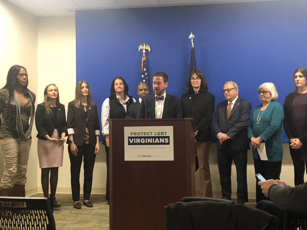 CthrynOkly's tweet image. “Change is long overdue - and in 2020, change is coming!” - @EFillerCorn at Virginia Values press conference announcing the effort to pass comprehensive nondiscrimination protections. #hrc #vavalues
