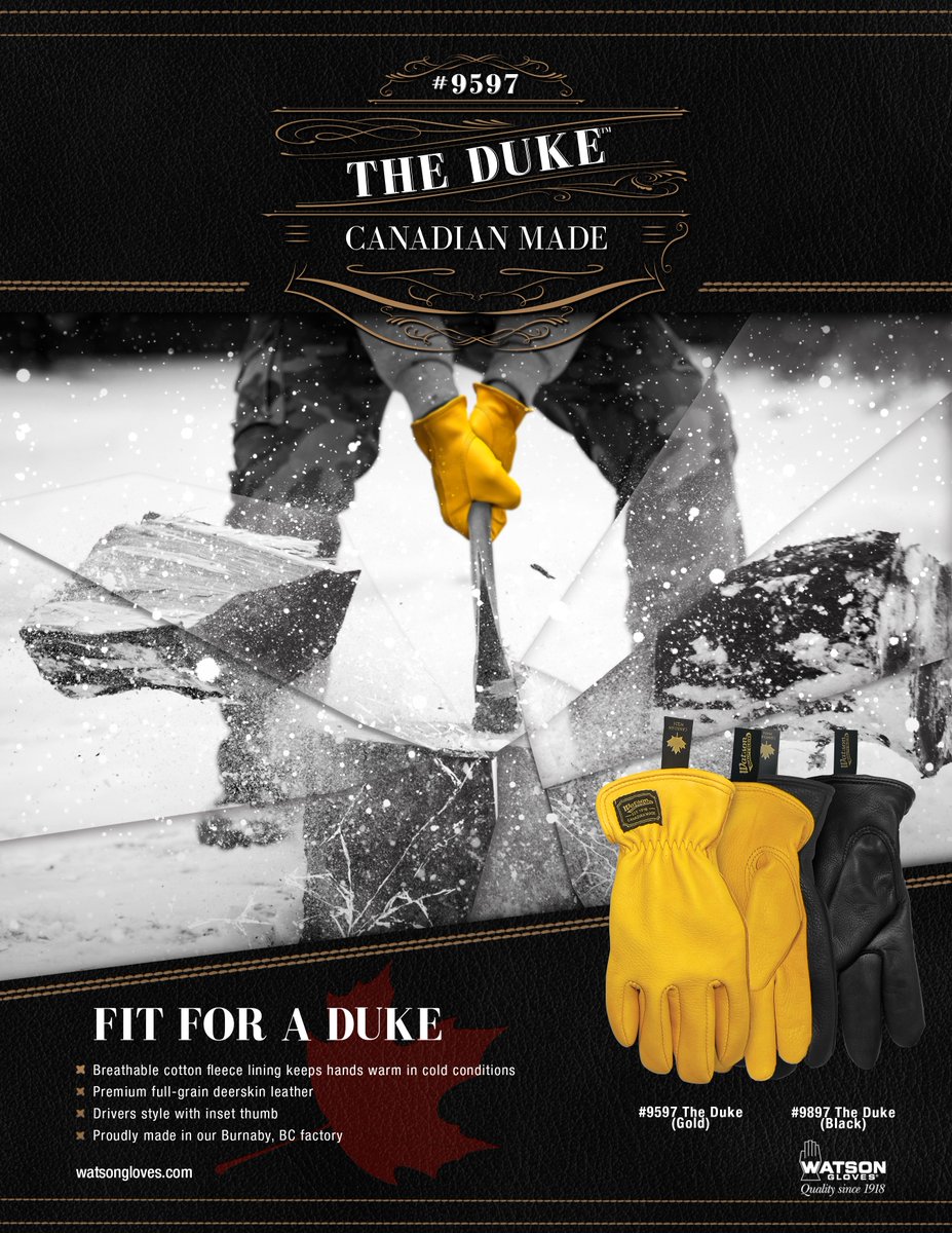 WatsonGloves's tweet photo. Put your Dukes up! Our quintessential Canadian-made leather gloves are as versatile as you are. Whether you're out in the wilderness or strolling the city, the Dukes got your hands covered. 

#MadeinCanada #WinterGloves #LeatherGloves #Outdoors #WatsonGloves #TheWearIsThere https://t.co/saO35jcBw9