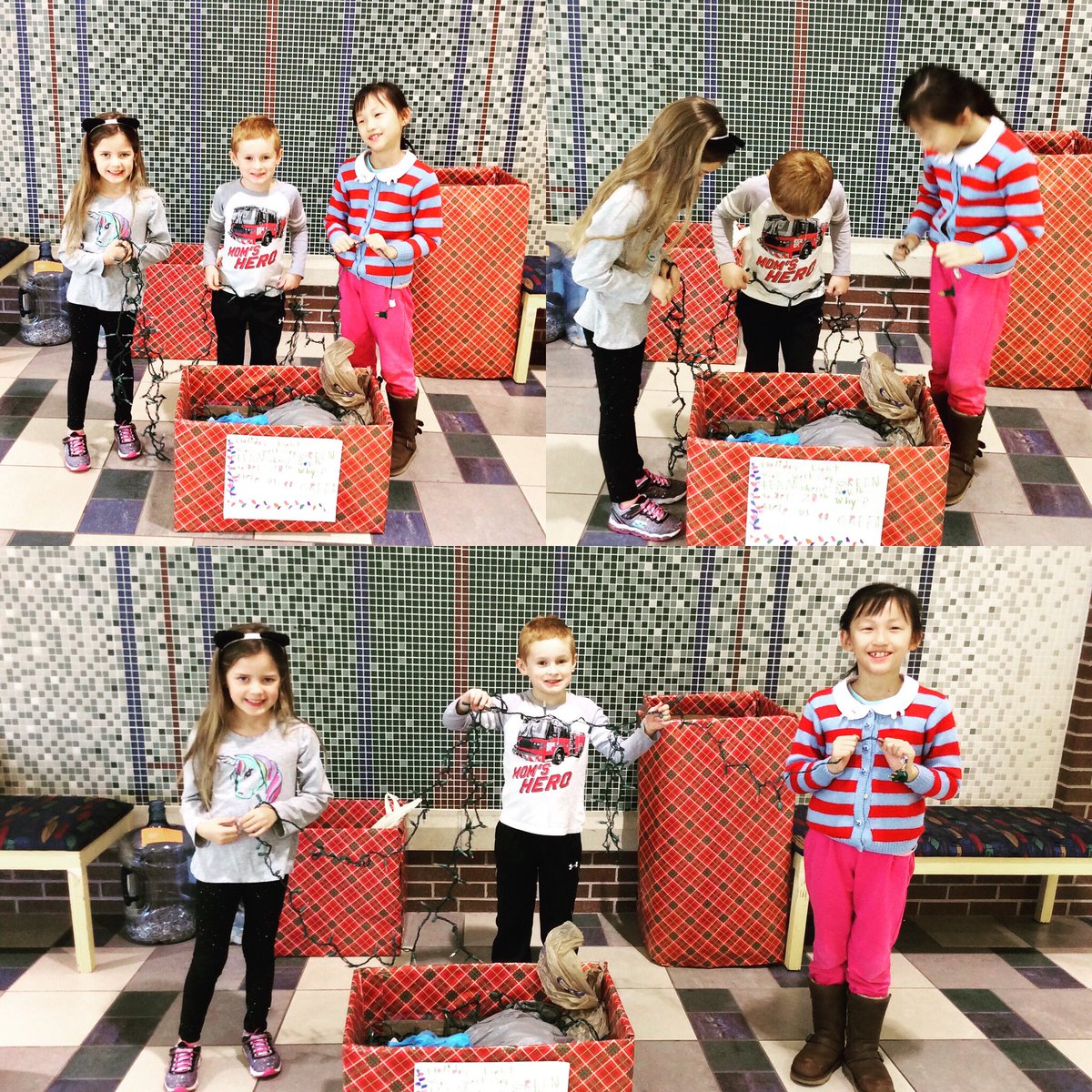 West Clay Elementary recycling holiday lights! ♻️☃️ Great efforts students! 💚 Consider making a more reasonable disposal option, and help #CCSGreenTeam recycle holiday lights this season! Please drop off unwanted lights at any <a href="/myccs/">myccs</a> building front office. #BeCleanGoGreen 🌎