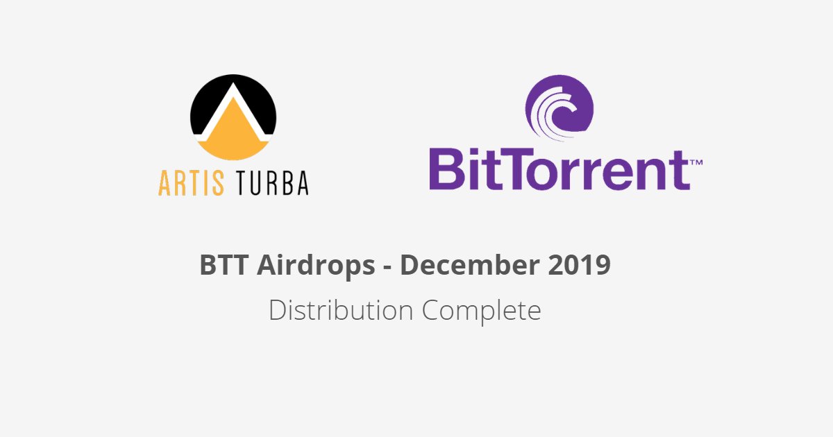A <a href="/ArtisTurba/">Artis Turba</a> concluiu a distribuição #BTT Airdrop de dezembro.