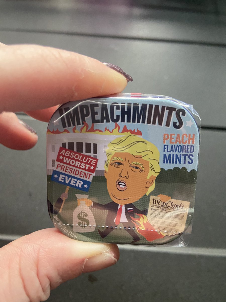 LyndsStrang's tweet photo. Bought these a month ago; found βem again and cracked βem open today ππΌπ€£ #ImpeachmentDay #impeachmints https://t.co/P7KGLw2YkQ