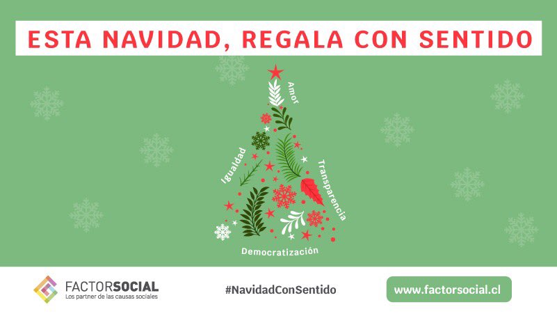 Factorsocial_FS's tweet photo. Si los ciudadanos cambian, Chile cambia. Preparémonos para una navidad con sentido, recuerda que muchas organizaciones sin fines de lucro necesitan de tu apoyo para cumplir sus metas y soñar con un Chile mejor. #DonacionInteligente #FactorSocial #NavidadConSentido https://t.co/COHfjpSG2d