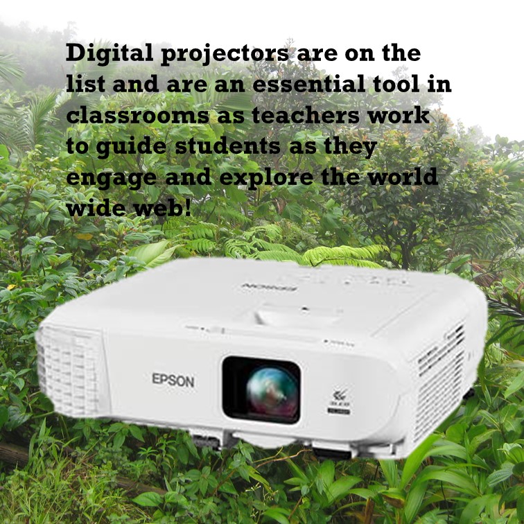 itfordominica's tweet photo. And one last item on our Christmas wish list. Last year we were able to provide 40 projectors to the 23 schools in #Dominica where we installed learning technologies and... extra bulbs! https://t.co/iruJjgzw9A