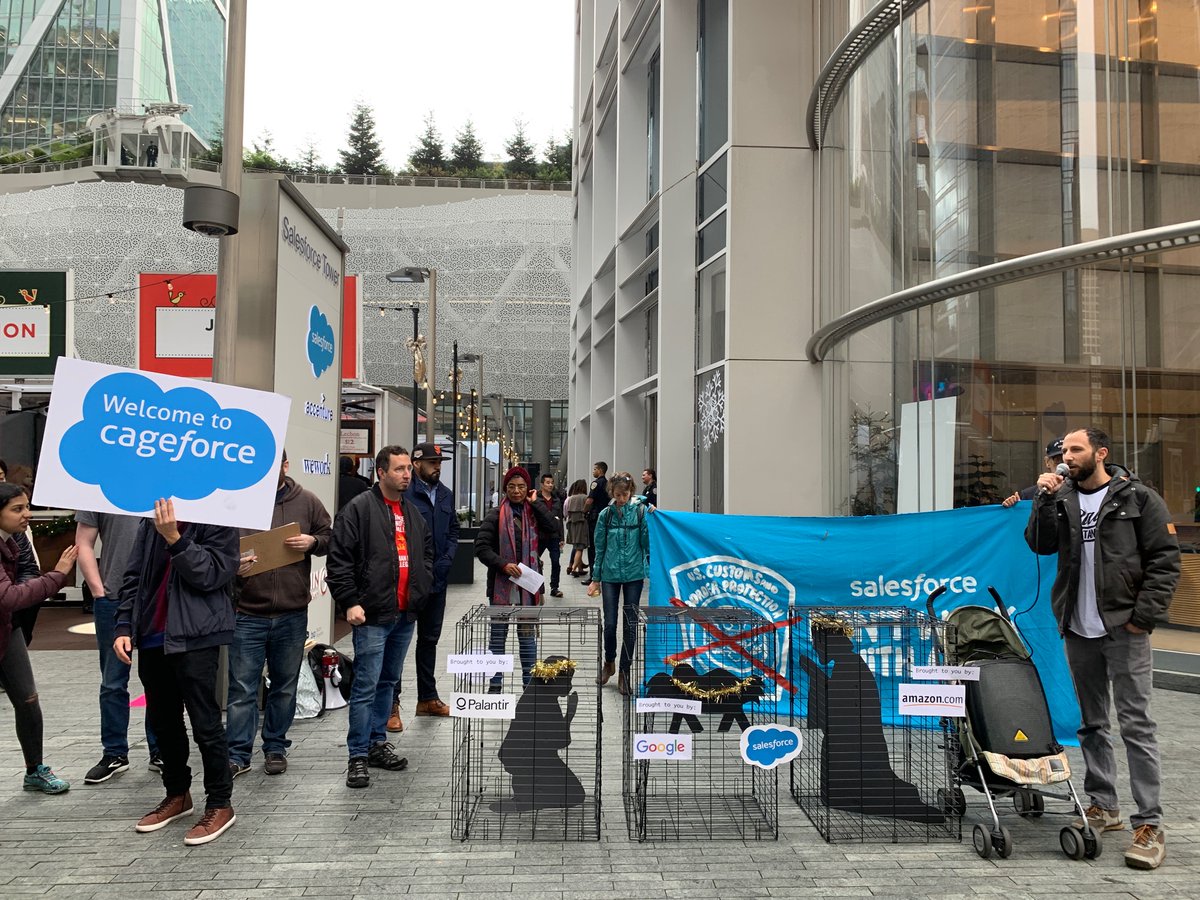 SFBayResistance's tweet photo. Do the right thing @Benioff! Stop collaborating with CBP and profiting off the pain & suffering of our community members. #DropTheContractNOW #NoTechForICE https://t.co/nVLzLwHgTr