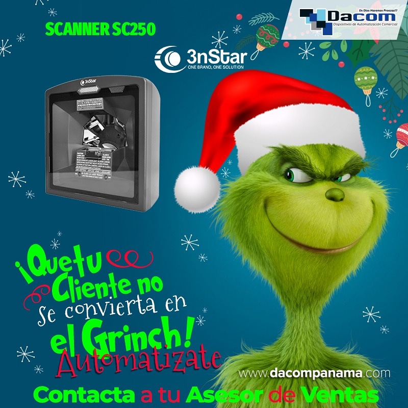Dacom_Panama's tweet photo. En estas #navidades que tu cliente no se convierta en el #grinch🎄
#automatizate 💚
#scanner sc250👍
Somos Automatización Comercial Equipos Fiscales, 💽 Software &amp; Hardware 💻 📞+507 3211466 🔗👇https://t.co/bRYxCunk11
#navidad 
#merrychristmas 
#MaquinasFiscales
#pty 
#panama https://t.co/MwxOdrb6OF