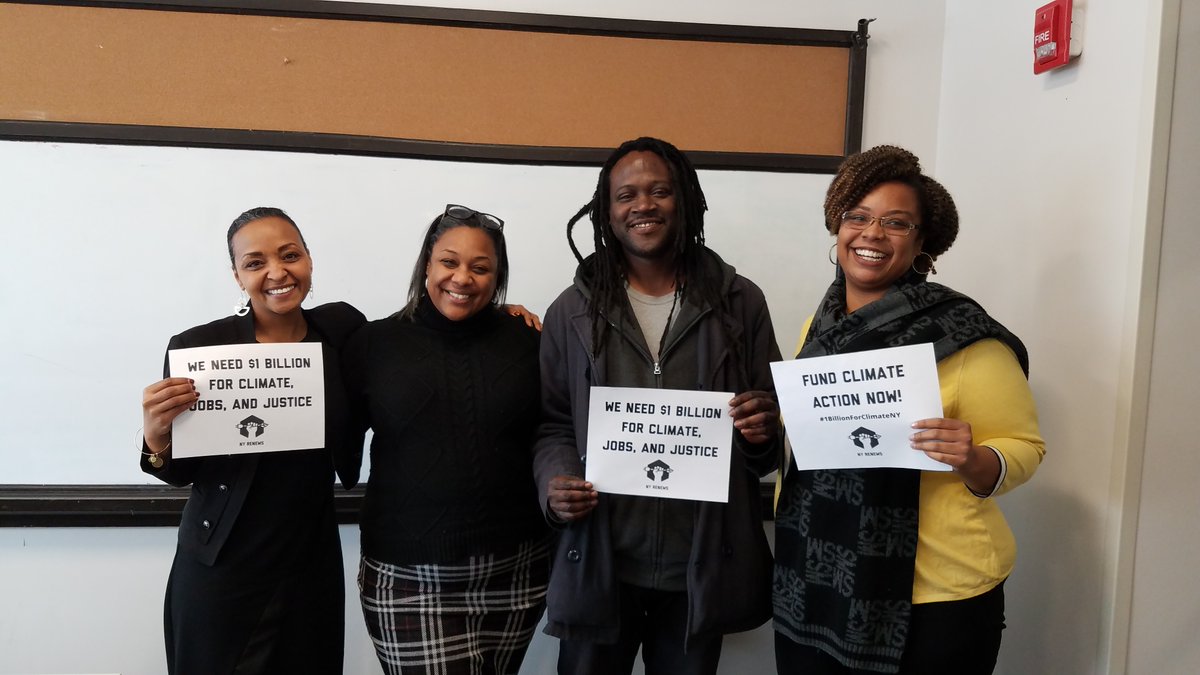 PUSHBuffalo's tweet photo. @NYRenews fought to pass the nationโs strongest climate law. Now, @CPeoplesStokes we need to put our money where our mouth is and allocate $1 billion of this yearโs budget for climate, jobs, and justice. #1BillionForClimateNY #NYRenews #PUSHBuffalo https://t.co/hUEsCVtXN4