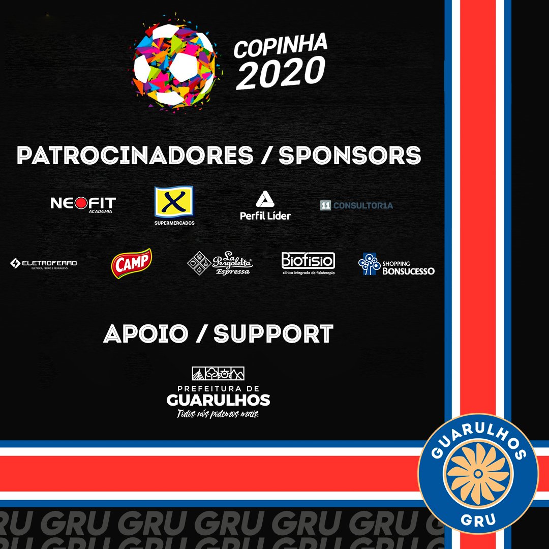 GuarulhosGRU's tweet photo. COPA SÃO PAULO 2020
Empresas que estão juntos com o Guarulhos nesse desafio, nos apoiando, ajudando e acreditando no Índio acima de tudo
#neofit #supermercadox #perfilider #camp #eletroferro #biofisio #shoppingbonsucesso #lapergoletta #guarulhos #copinha2020 #prefeituraguarulhos https://t.co/QNpVUI1PXS