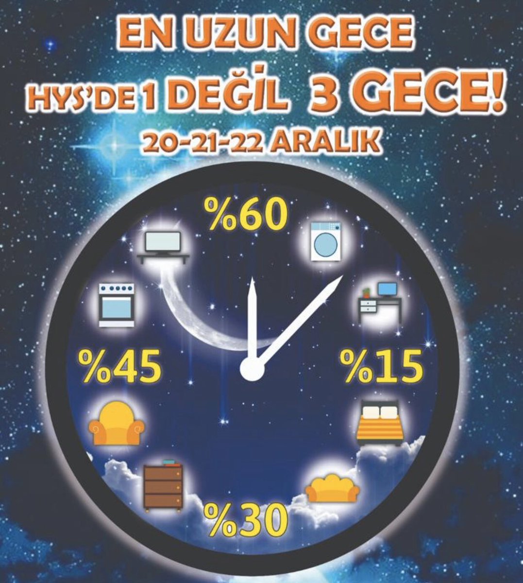avmhys's tweet photo. En uzun gece HYS’de 🥳 1 değil, 3 gece ✨ Binbir çeşit üründe birbirinden özel indirimlerimizi görmeniz için sizleri mağazalarımıza bekliyoruz 🛍 #alışveriş #indirimgünleri #kampanya #uzungece https://t.co/8zeFWdmywX